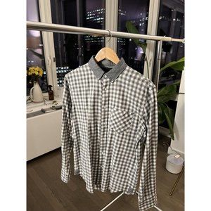 Rag & Bone GREY & WHITE CHECKERED FIT 2 TOMLIN SHIRT - Men's Size Small